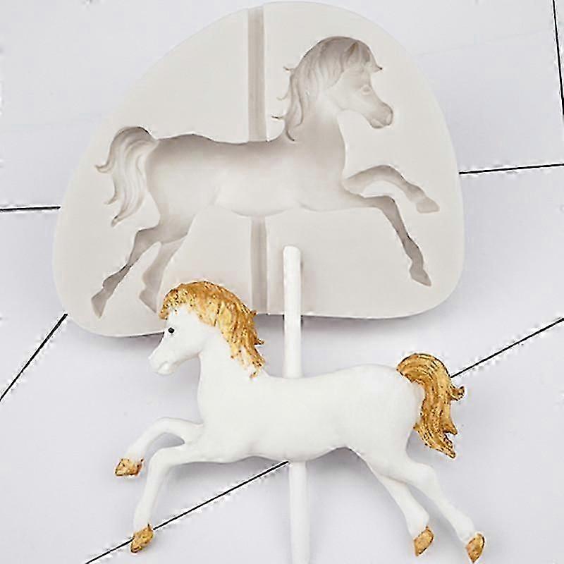 シリコーンケーキモールドカルーセル馬型耐熱皿3Dチョコレートクレイフォンダンケーキツールを飾る