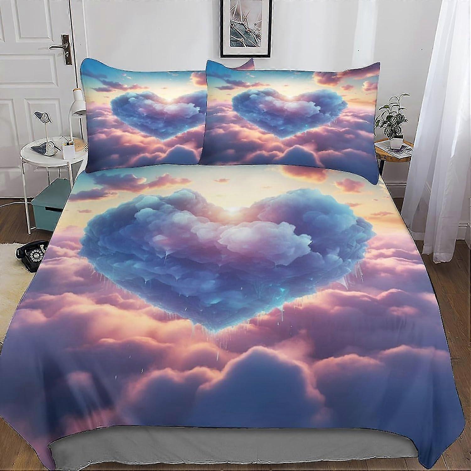 Cloud-Themed Bedding Set 3D Duvet Cover Set Soft Microfiber Dreamy Sky Quilt Cover with Pillowcases, Comforter Cover 3 Piece Set