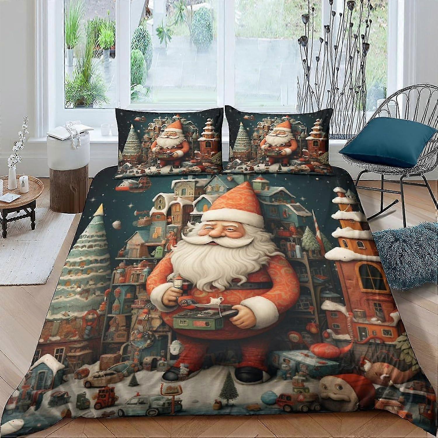 Adecuado para el juego de ropa de cama de microfibra con funda nórdica de  Santa Claus,, image size:1500x1500