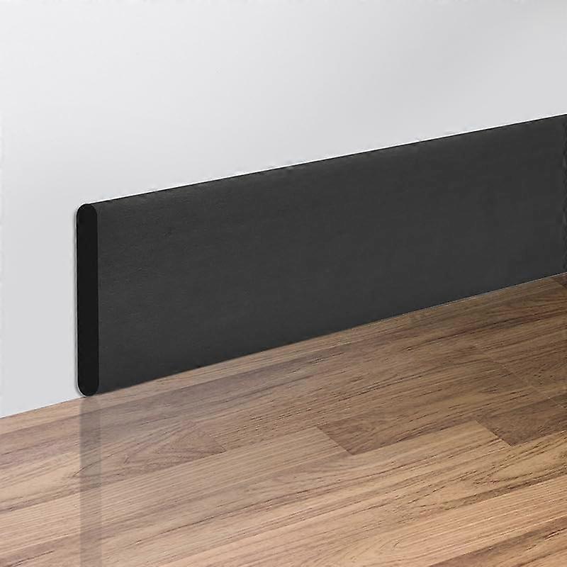 Self-Adhesive Baseboard Trim 2M Waterproof Soft Skirting Board 3D Wall Sticker Thick Anti-Collision Corner Line Black 200cmx8cm