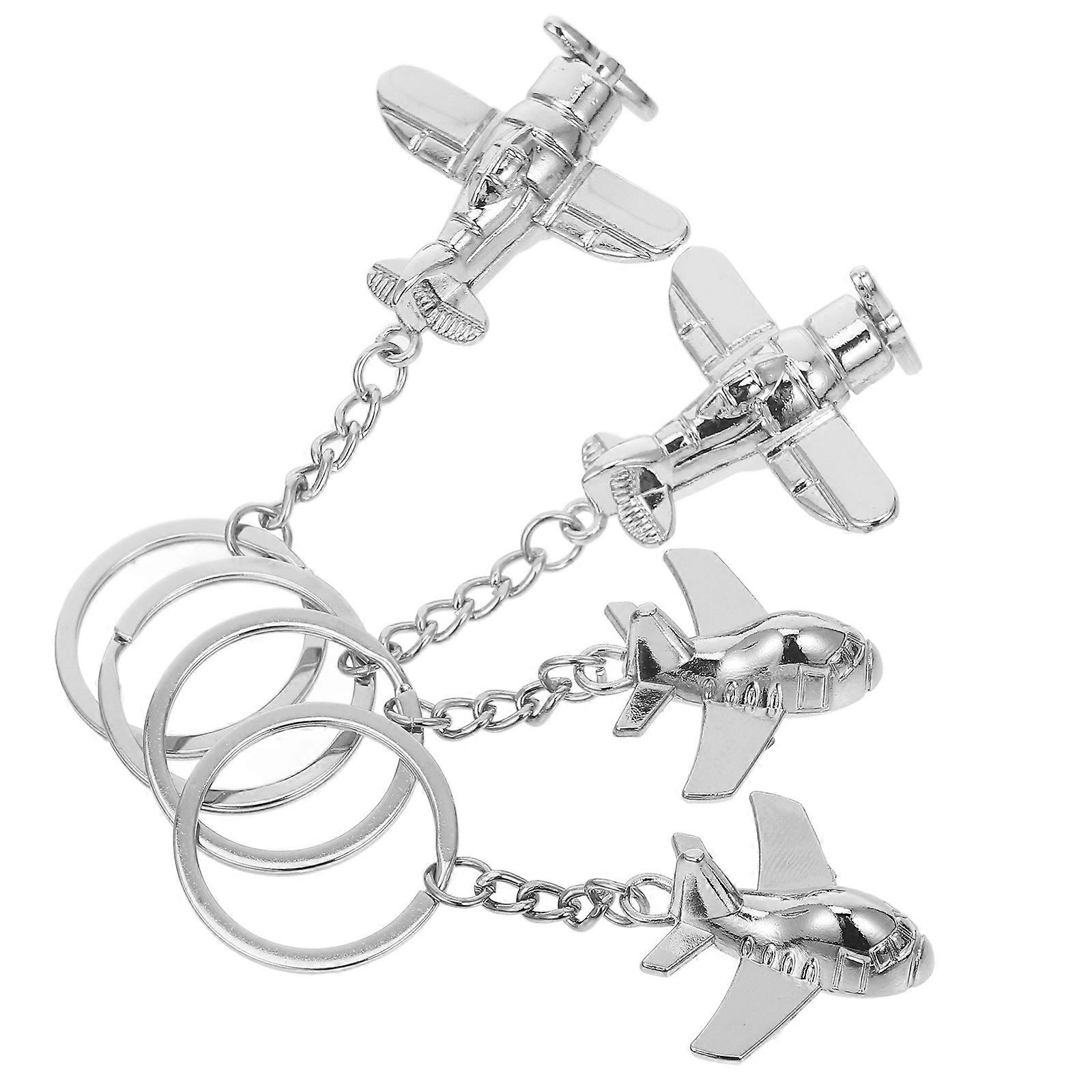 4pcs Creative Aircraft Fighter Metal Key Pendants Durable Keychains with Unique for Friends