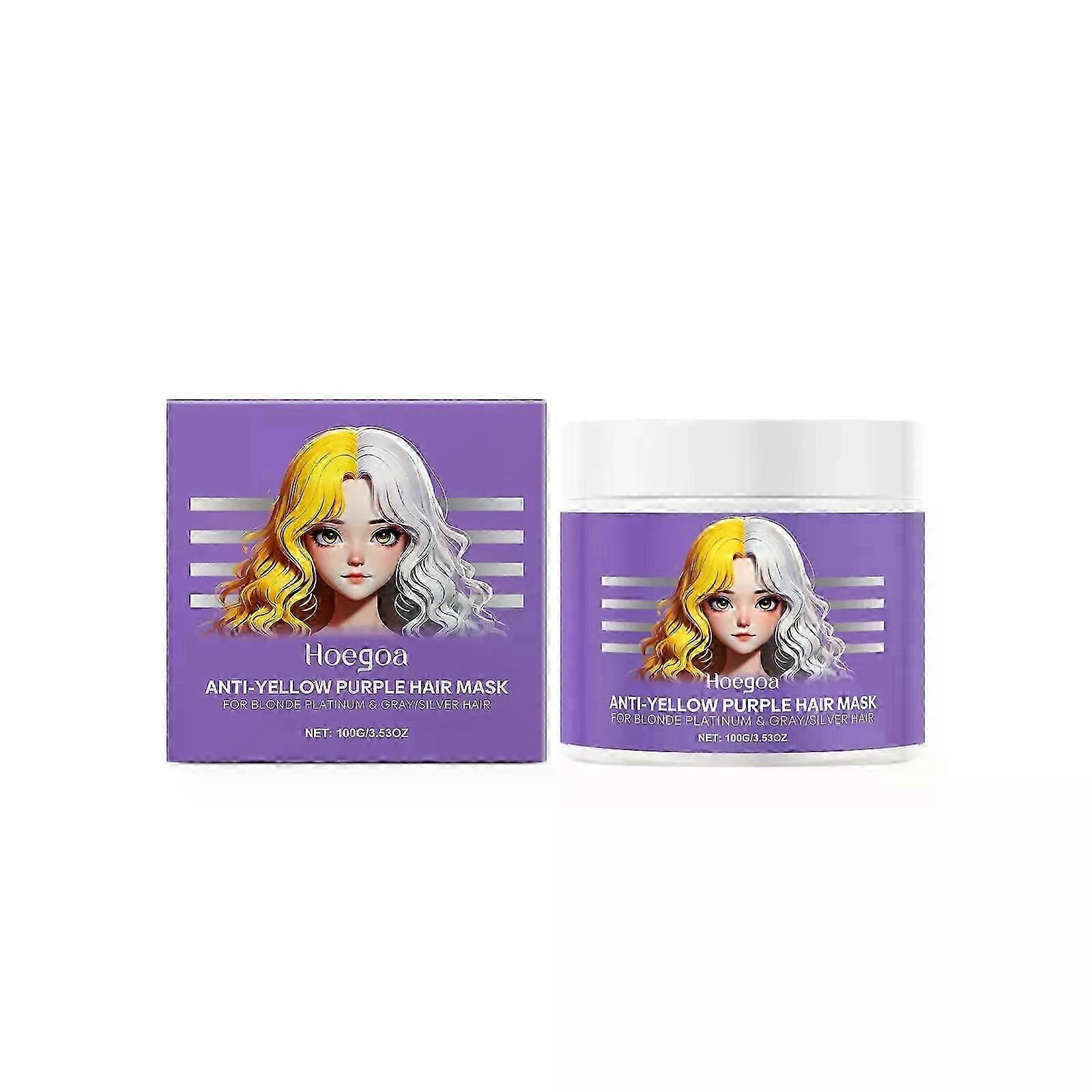 Masque capillaire violet anti-jaune pour cheveux blonds, platine, gris et argentésNourrissant en profondeur, hydratant longue durée, augmente l’éclat des cheveux
