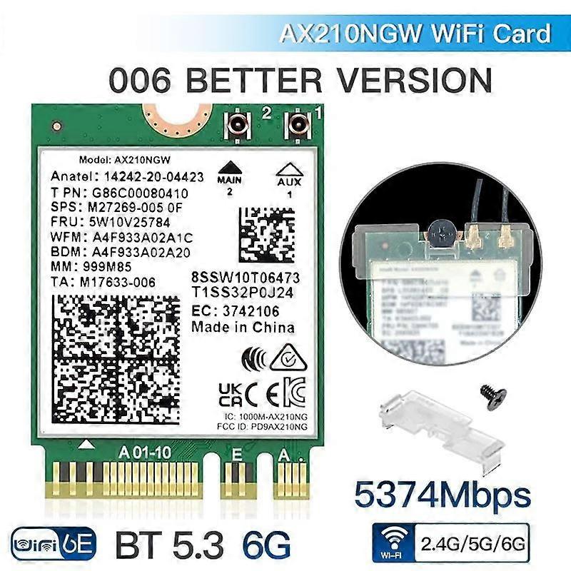 Tri Band WiFi6E AX210 Wireless 2.4Gbps Bluetooth 5.3 802.11AX Wireless Wi-Fi 6 AX210 Per Intel AX210NGW