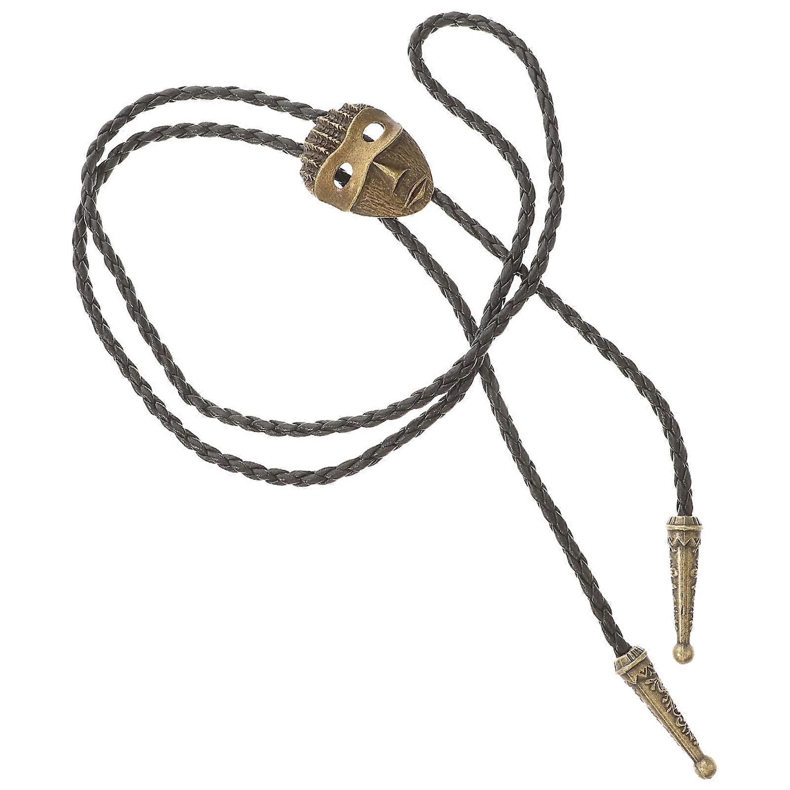 Western Punk Style Necktie Chain Necklace Men Alloy Material Rectangular Charm 1Set