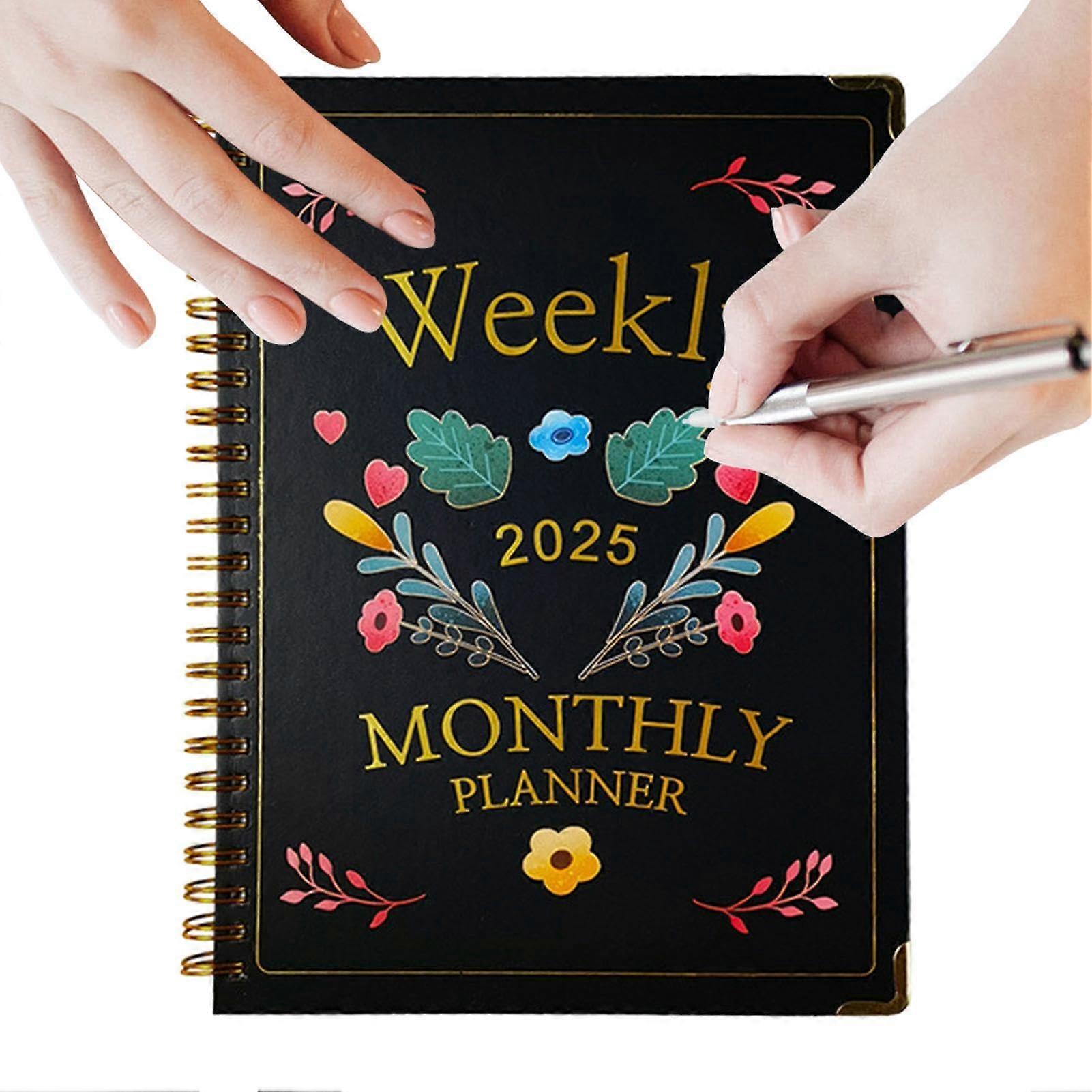 Annual Record Notebook 2025 | 71 Pages Daily Planner | Hardcover Monthly Academic Organizer | Time Management Notebook for Students