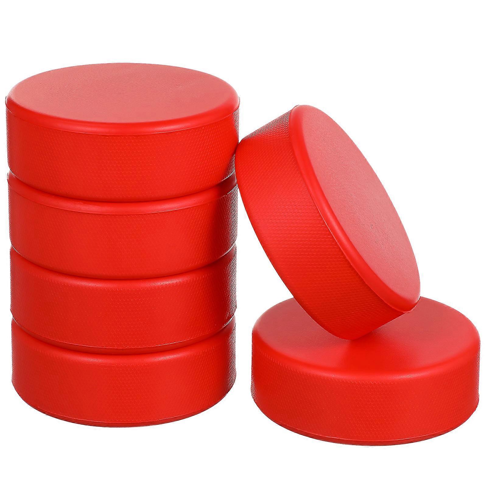 Soft Hockey Pucks Indoor Hockey Training Pucks Skill Building Exercises Groups Families 6Pcs Red 3×3×1in