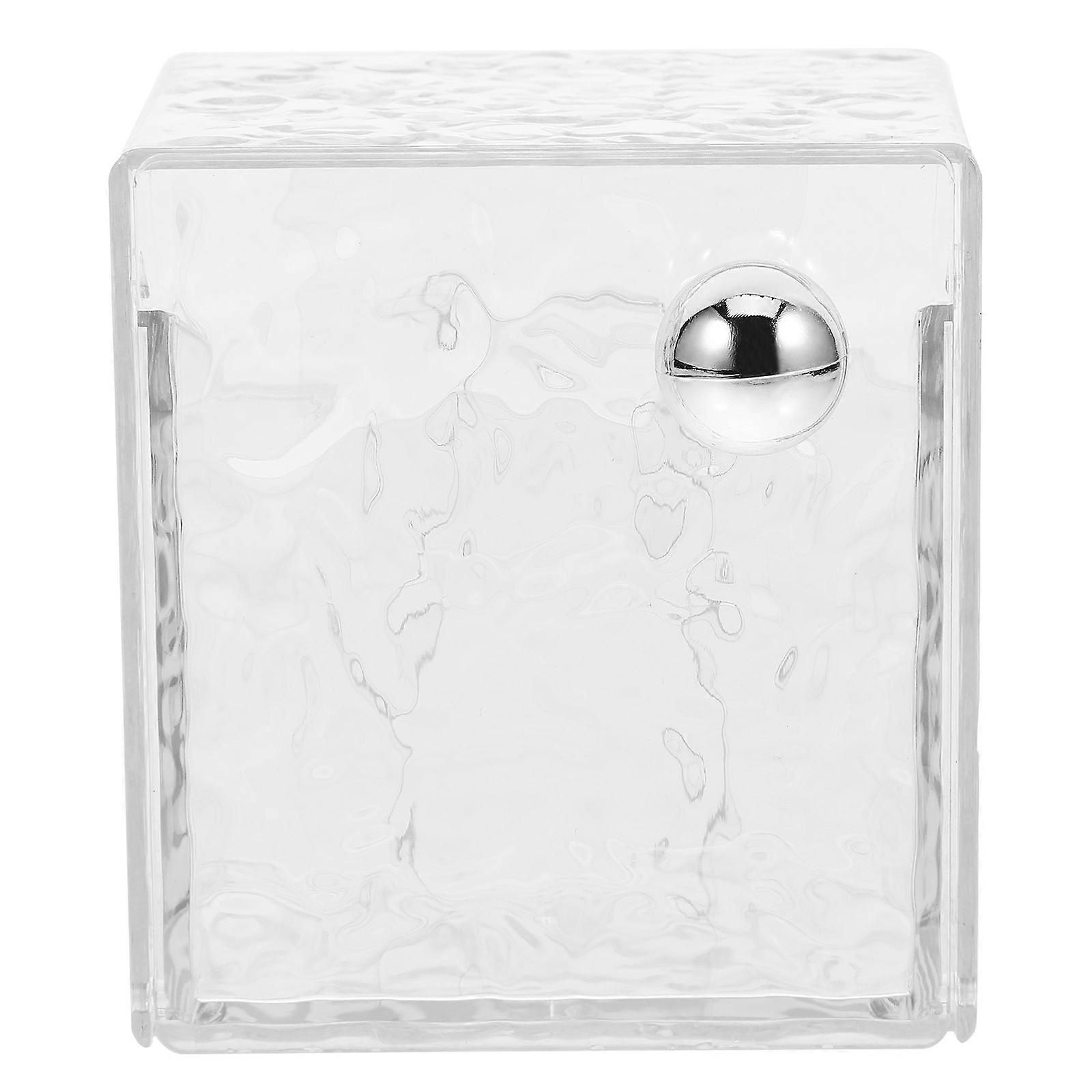 Cotton Pad Dispenser Container Cosmetics Accessories Organizer Wave Pattern PET Material Dust-Proof 9.50X8.80X8.70CM 1Set