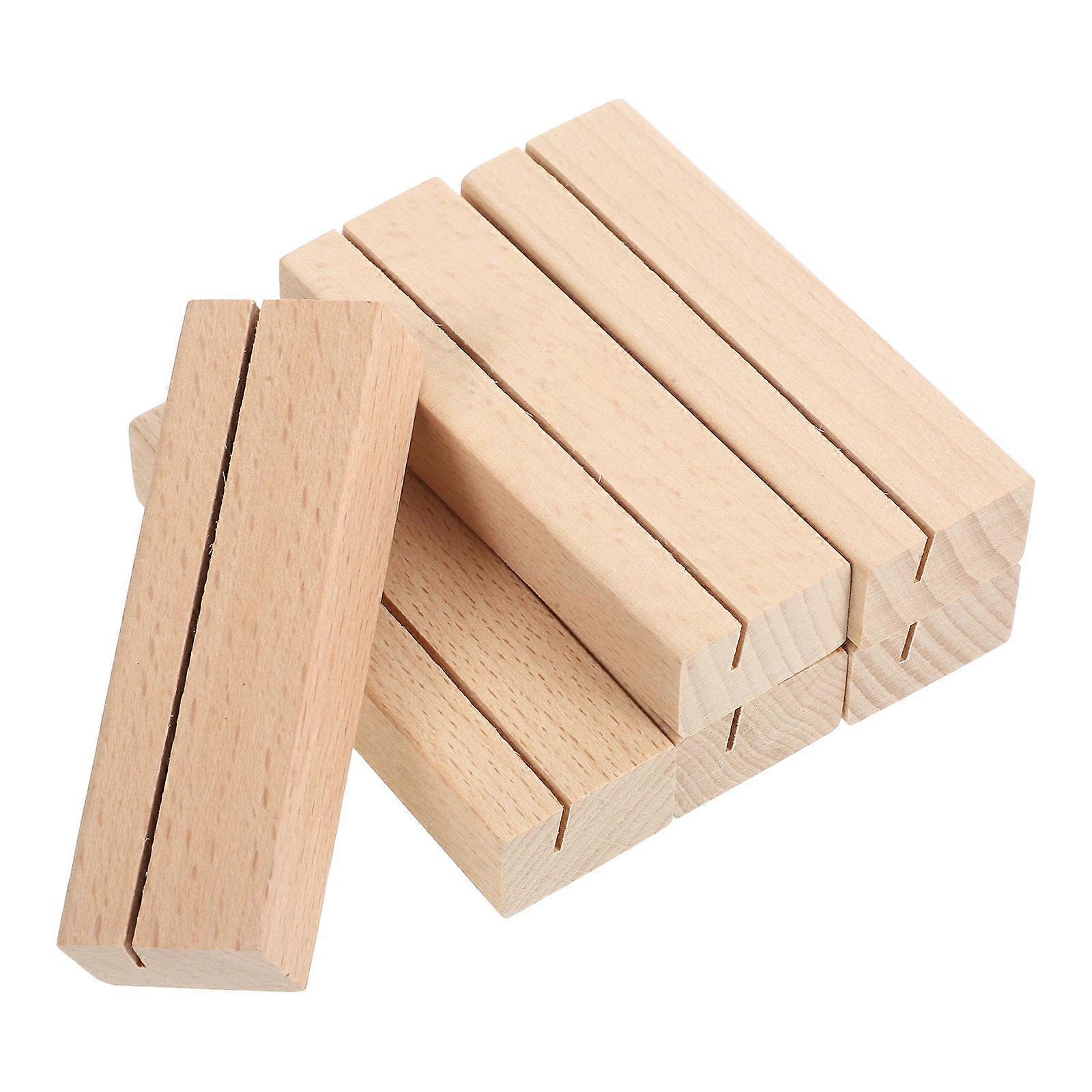 Wood Small Cards Holders Business Card Holders Desktop Note Card Stands Beige Rectangular Simple Design Holding Cards 6Pcs