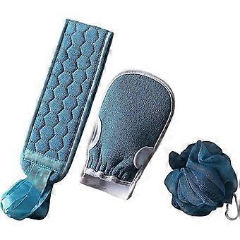 Rückenbürste Körperbürste, Rückenschrubber Peeling Badehandschuh Duschschwamm 3er-Set, Rückenschrubber-Massagebürste