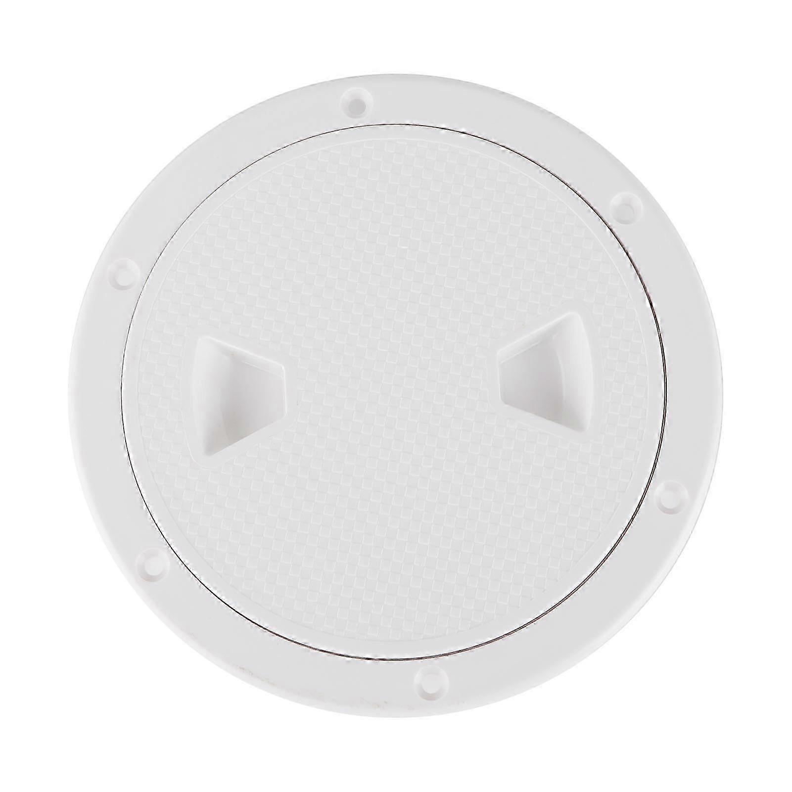 6in Round Deck Plate Hatch Cover White Non-Slip Surface with Pre-Drilled Holes