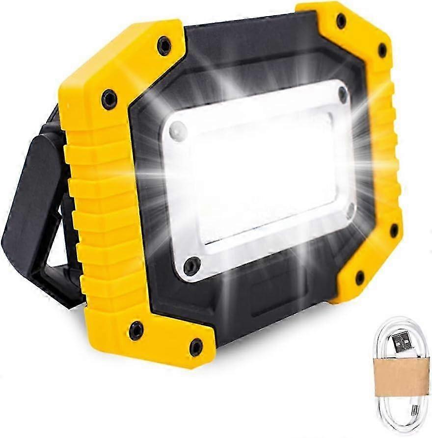 Rechargeable LED Work Light - 30W Battery Operated Floodlight with 3 Modes for Fishing and Hiking (Battery Included)