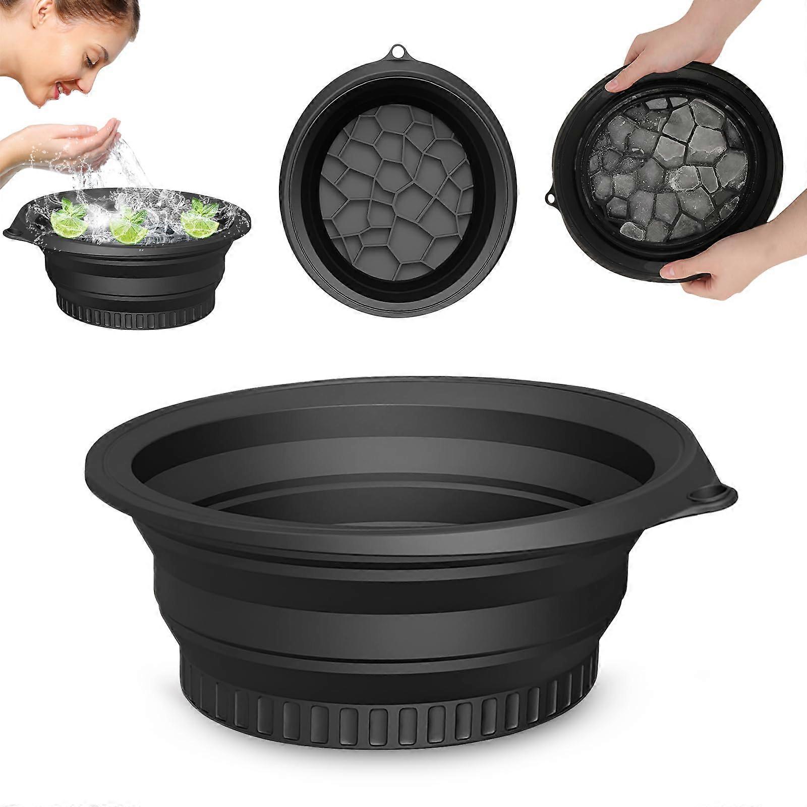 Folding Silicone Ice Facial Wash Basin, Builtin Ice Cube Tray, Quick Cooling Face Wash Basin
