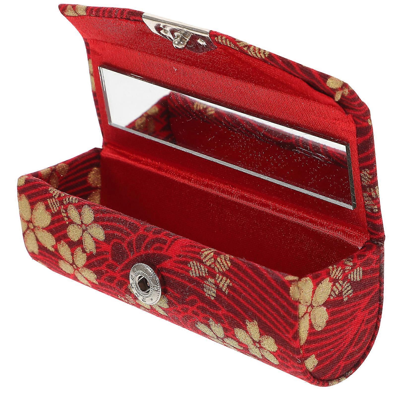 Lipstick Holder Portable Small Lipstick Box for Storage Use Red Cloth