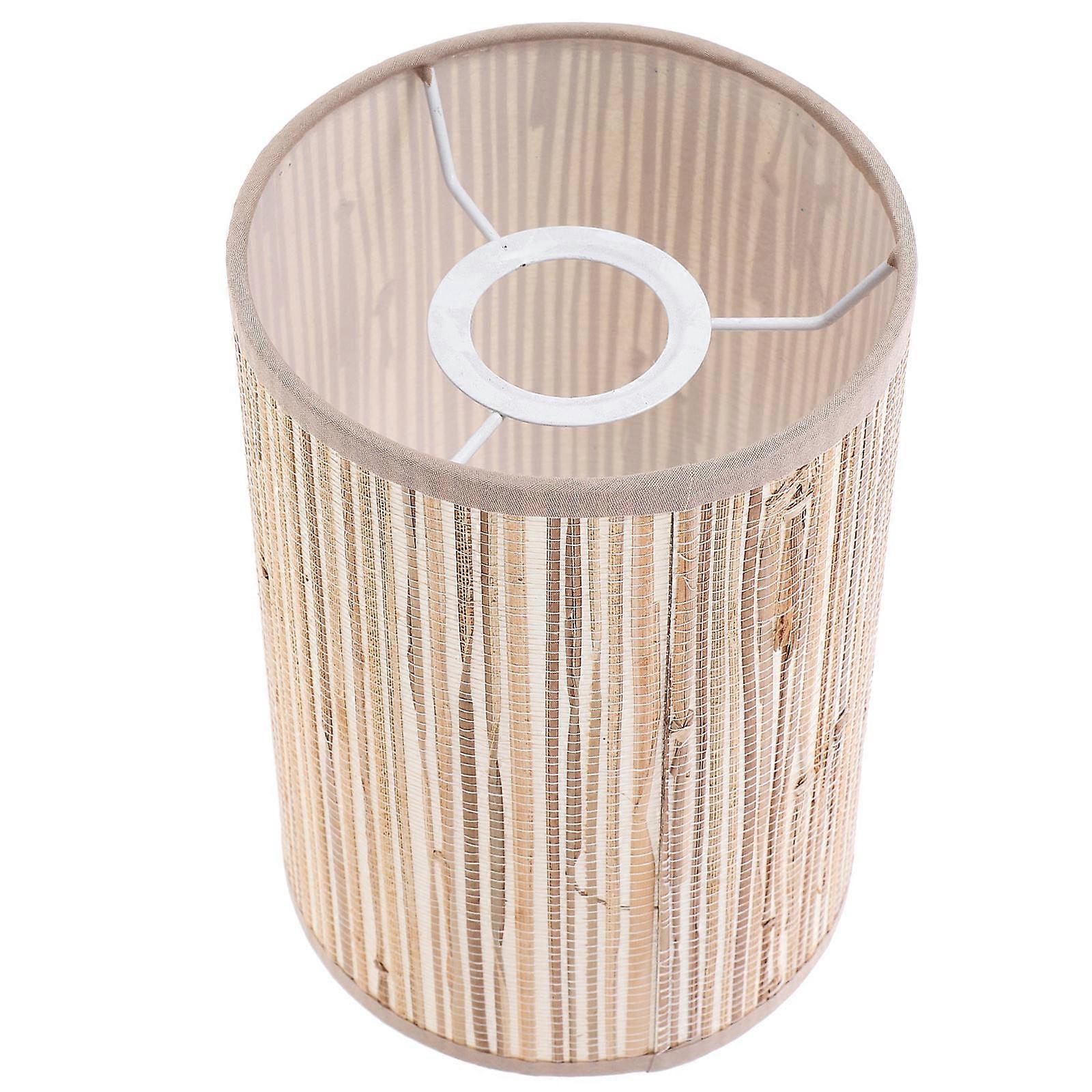 Woven Rattan Lamp Shade for Pendant Lamp with Khaki Color and Classic Design Fits E27 E14 6.3 Inches