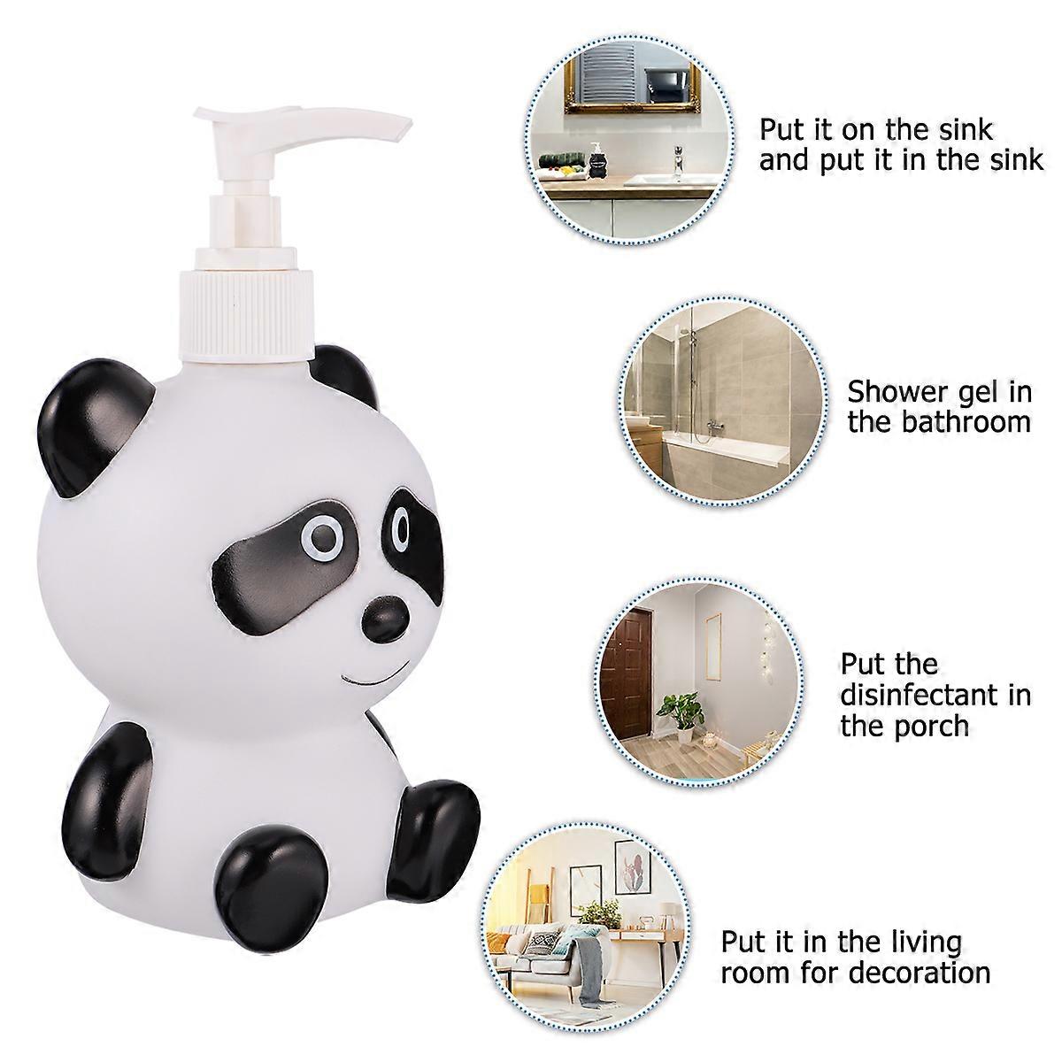 Adorable Panda Empty Liquid Container for Kids 300ML White Plastic Travel Size Squeeze Bottle with