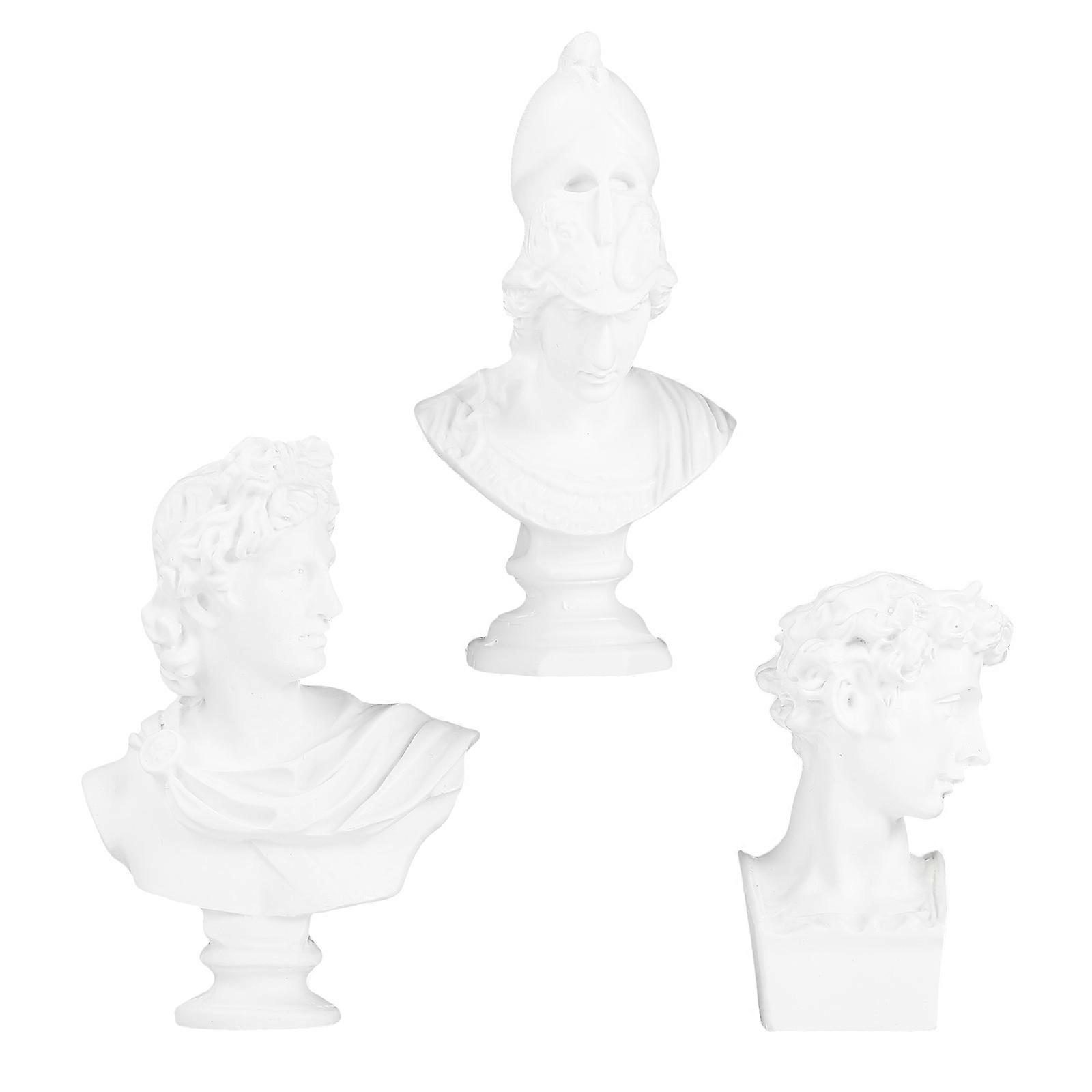 Greek Mythology Statue Decor Set of 3 Famous Resin Busts for Home Office Decoration White