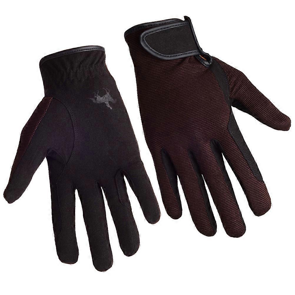 Gants équestres Durable Microfibre Équitation Femmes Hommes Entraînement Poignet Réglable Taille L Café 1 Paire