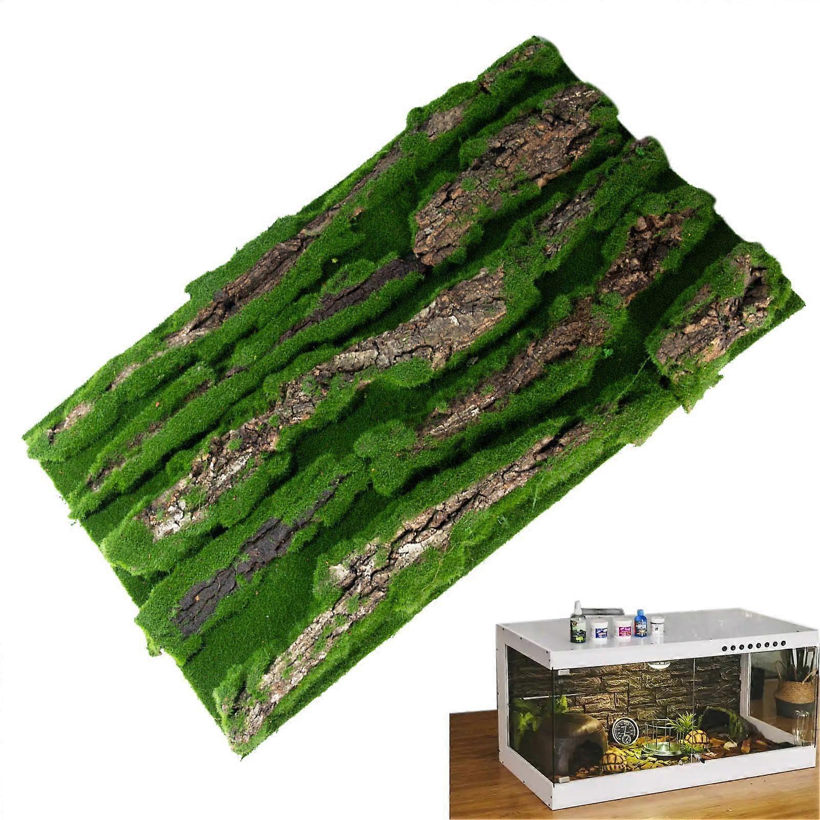 Background for bearded dragons, bark armor, habitat, decoration, bark background  with artificial moss, 30 x 50 cm
