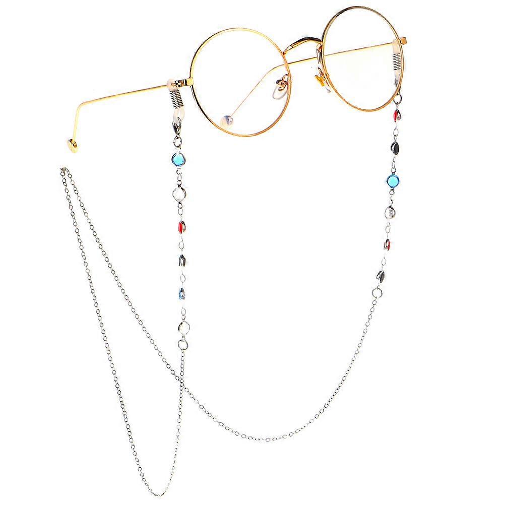 Silver Eyeglass Chain For Men Colorful Glass Handmade To Prevent Glasses Fall 1Pack