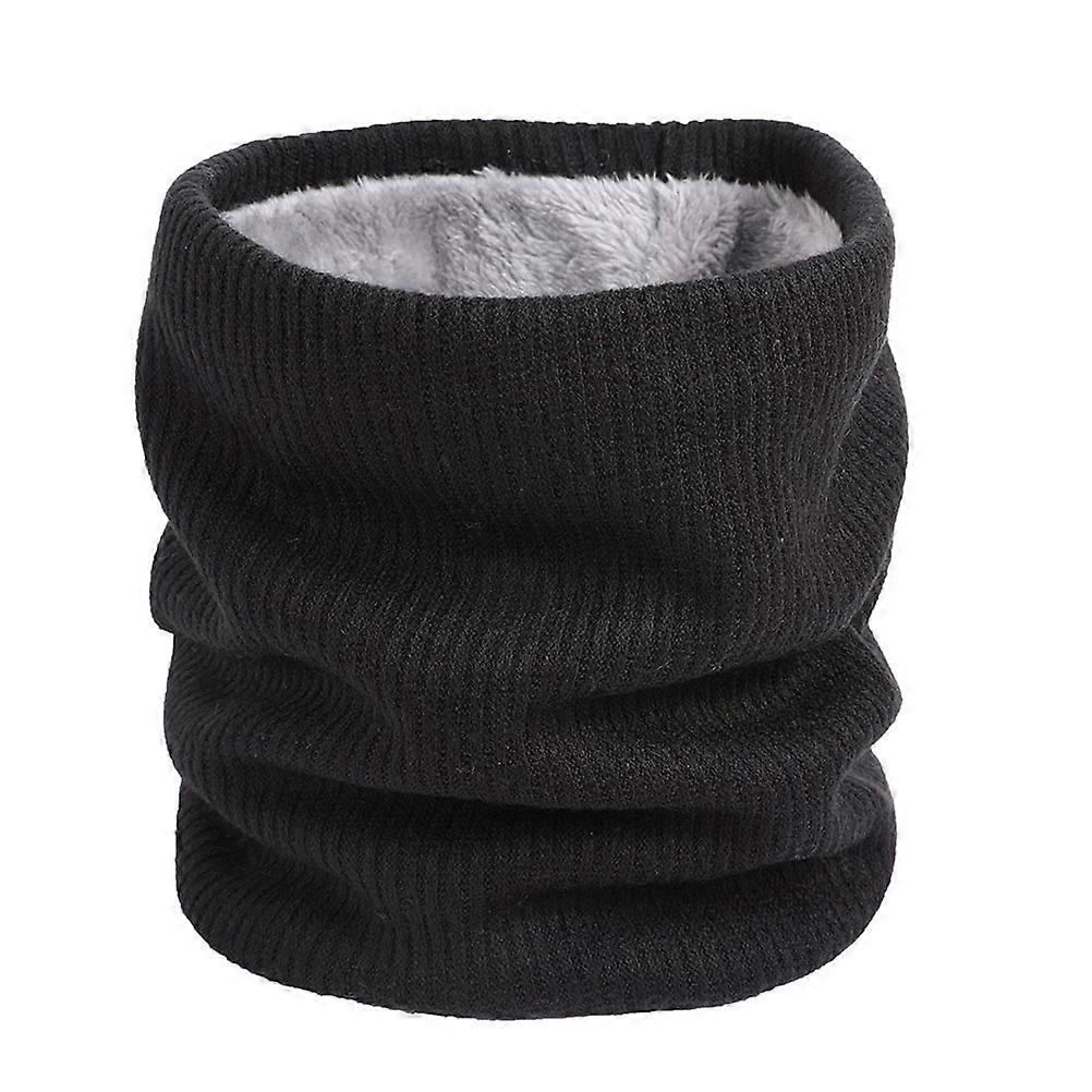 Cold Scarf Winter Scarf Double Layer Windproof Neck Warmer Circle Collar Scarf 2pcs Black