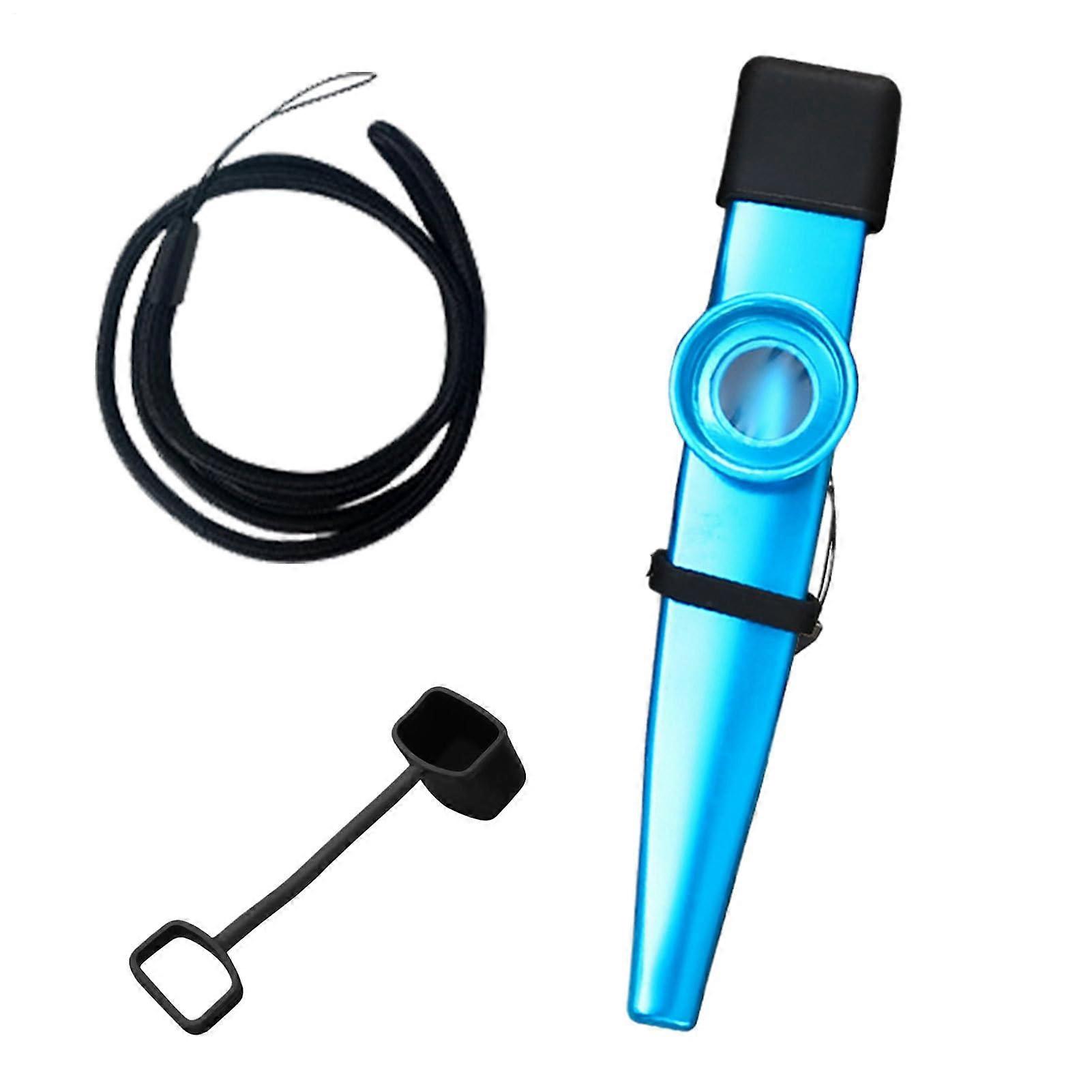 Portable Kazoo - Metal Kazoo Musical Instrument with Clear Sound, Non-Slip Design for Kids and Adults, Outdoor Use, Blue