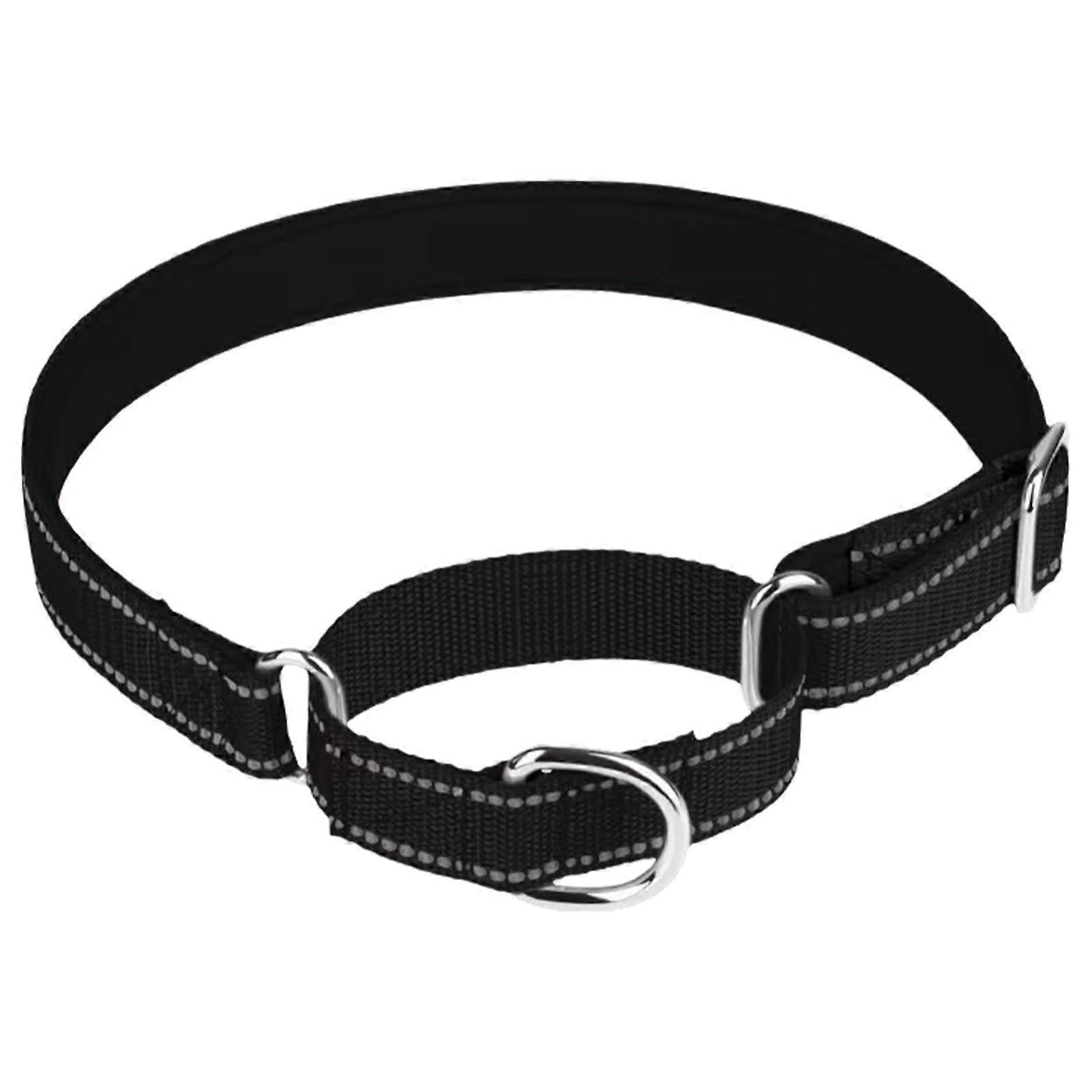 Robust Martingale Dog Collar with Reflective Stripes Adjustable No-Pull Training Collar Metal Ring Black Size M