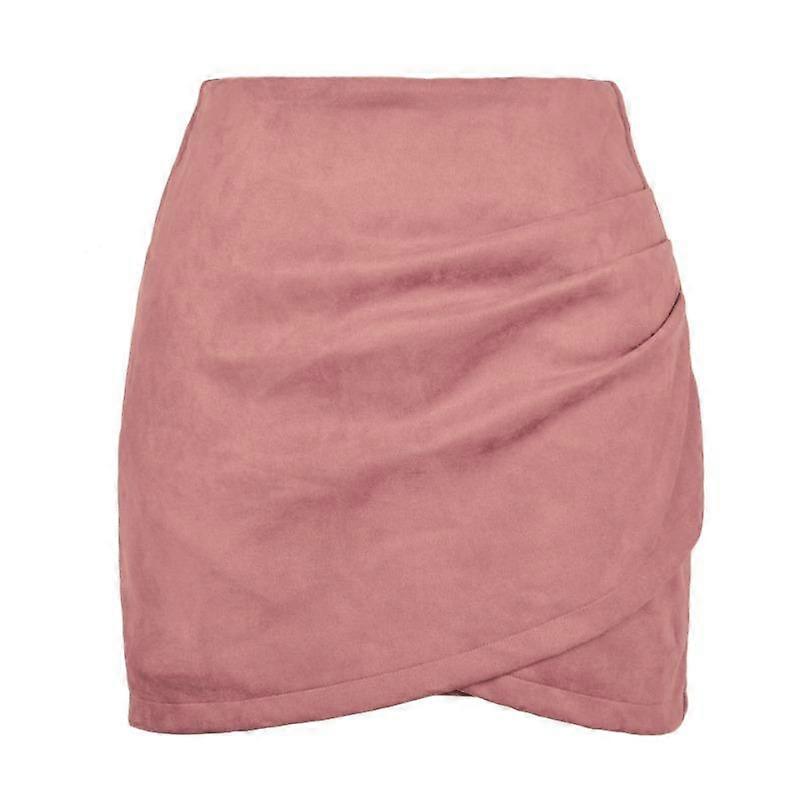 Suede Solid Color Wrap Irregular Short Halter Skirt