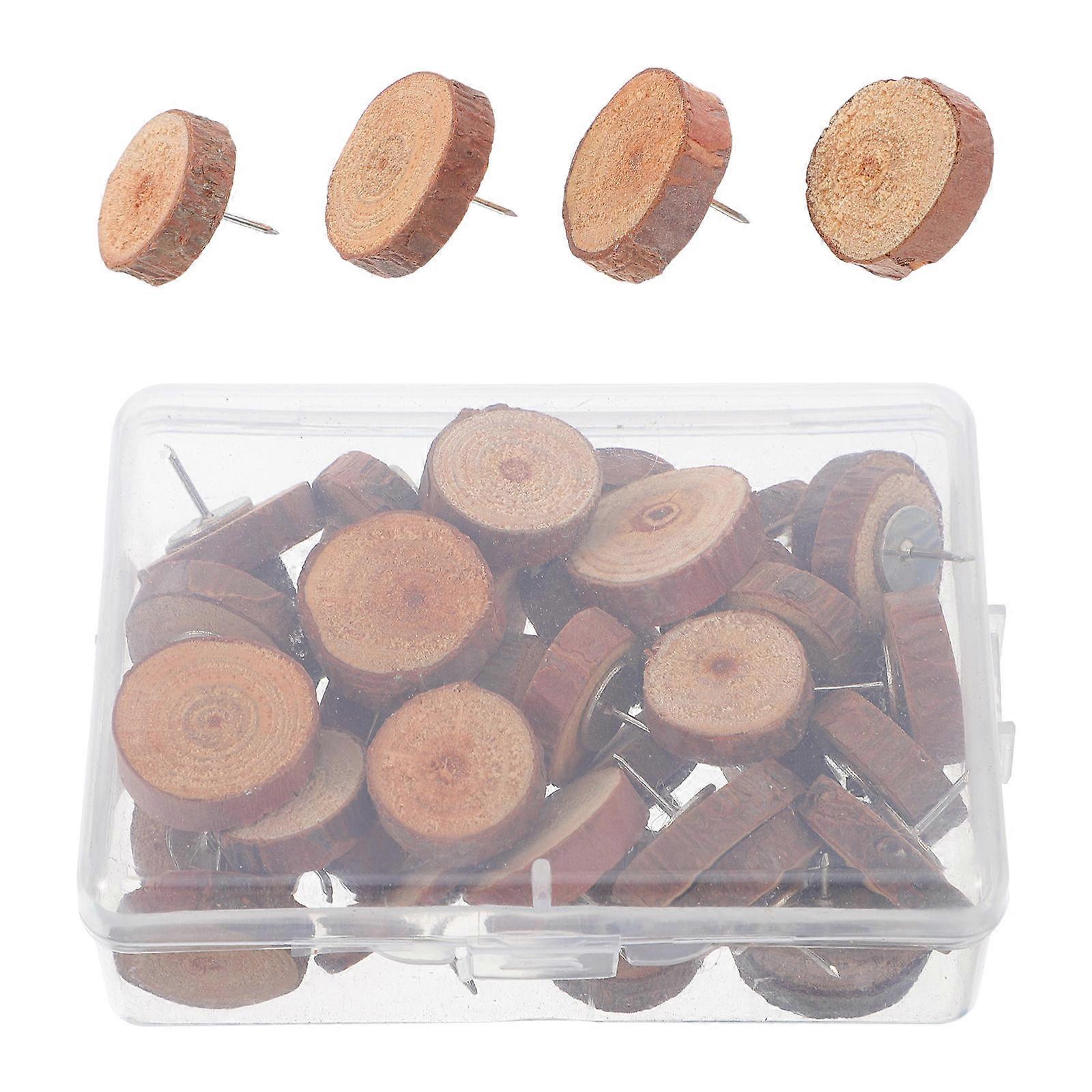 Decorative Wooden Head Pins Bulletin Board Organization Home Use Office Use Flat Head Design 40Pcs