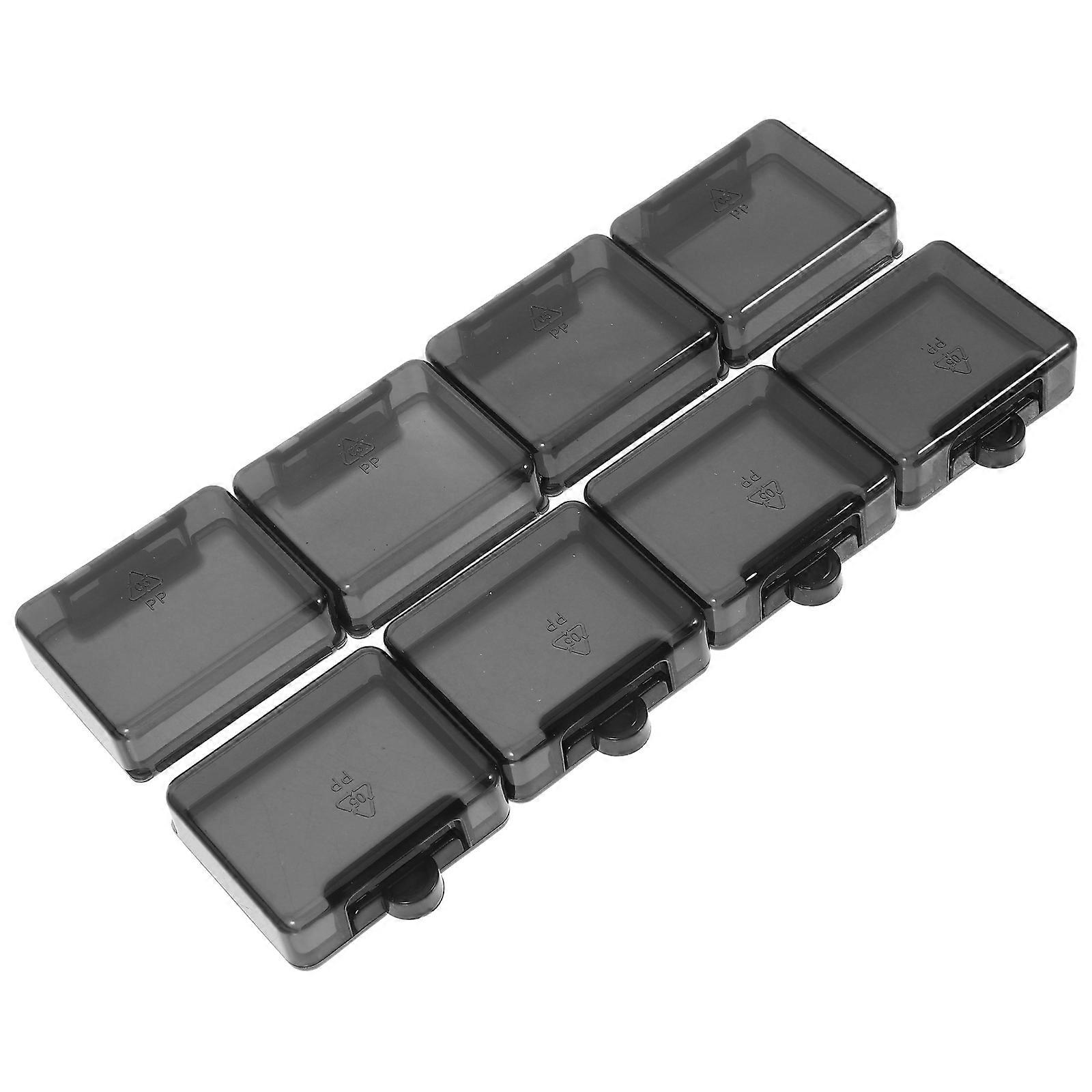 Small Portable Pill Container with Airtight Seal for Medication Management 7Day Organizer Black Plastic 8pcs