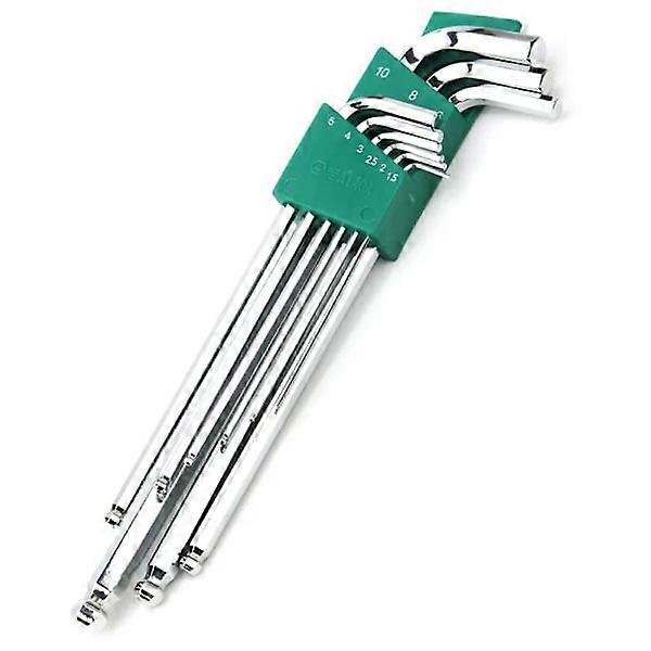 L-shaped Allen Key Set, 9-Piece Ball Bearing Head, S2 Hex Key, Wrench Set, 1.5-10mm