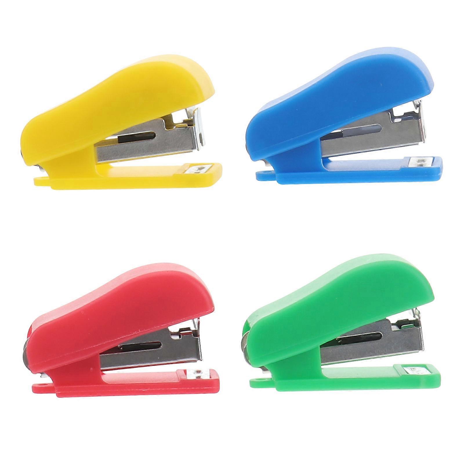 4pcs Cartoon Mini Desktop Hand Stapler for Office and Home Use Random Color
