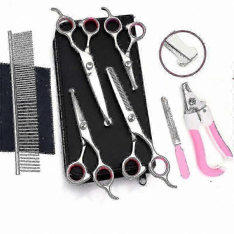 Pet Grooming Shears Set, Thinning Scissors with Comb for Safe Trimming and Styling
