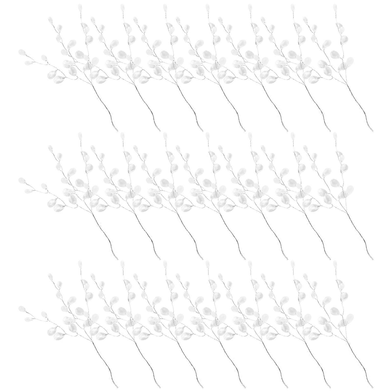 Artificial Bead Drops Acrylic Branches for Wedding Use 50 Stems White