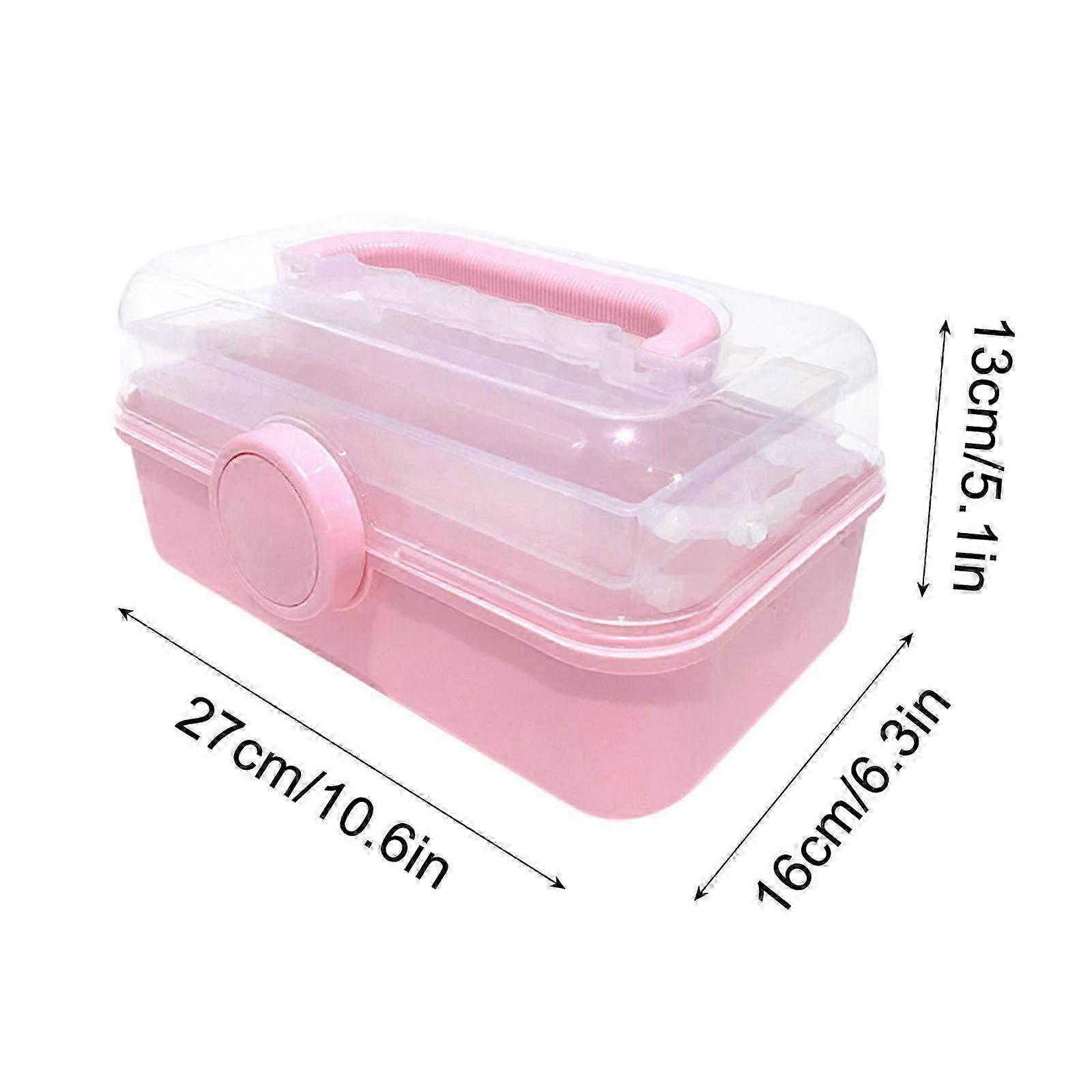 Three-Layer Portable Folding Storage Box - Versatile Toolbox & Makeup Transfer Case for Cosmetics, Art Supplies & Nail Tools