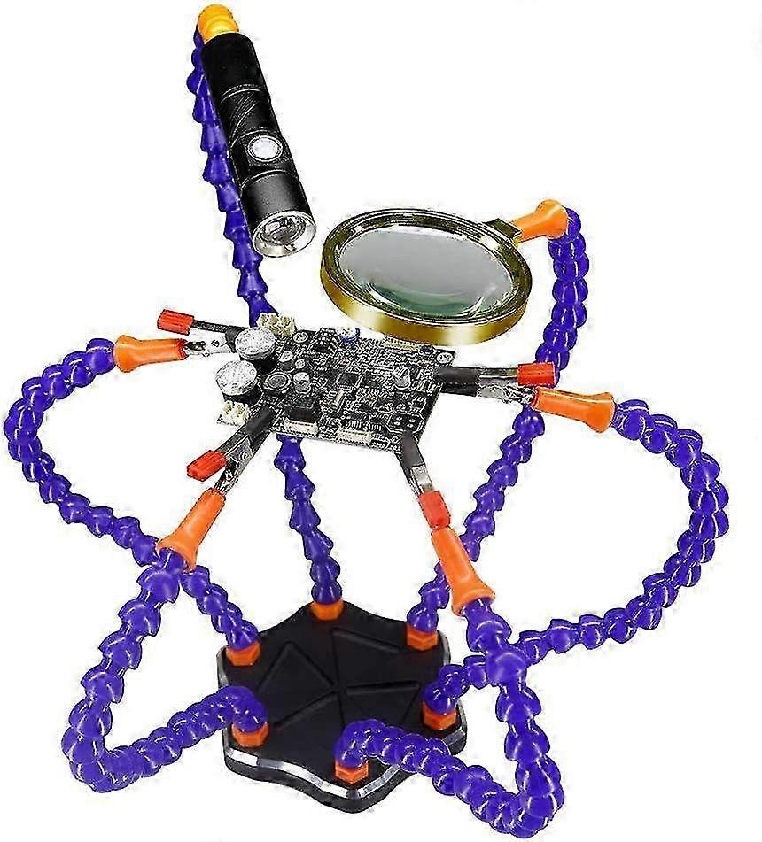 Soldering Third Hand with 6 Flexible Arms & 360�� Swiveling Helping Hands - Essential Tool for Welding and Electronics Repair