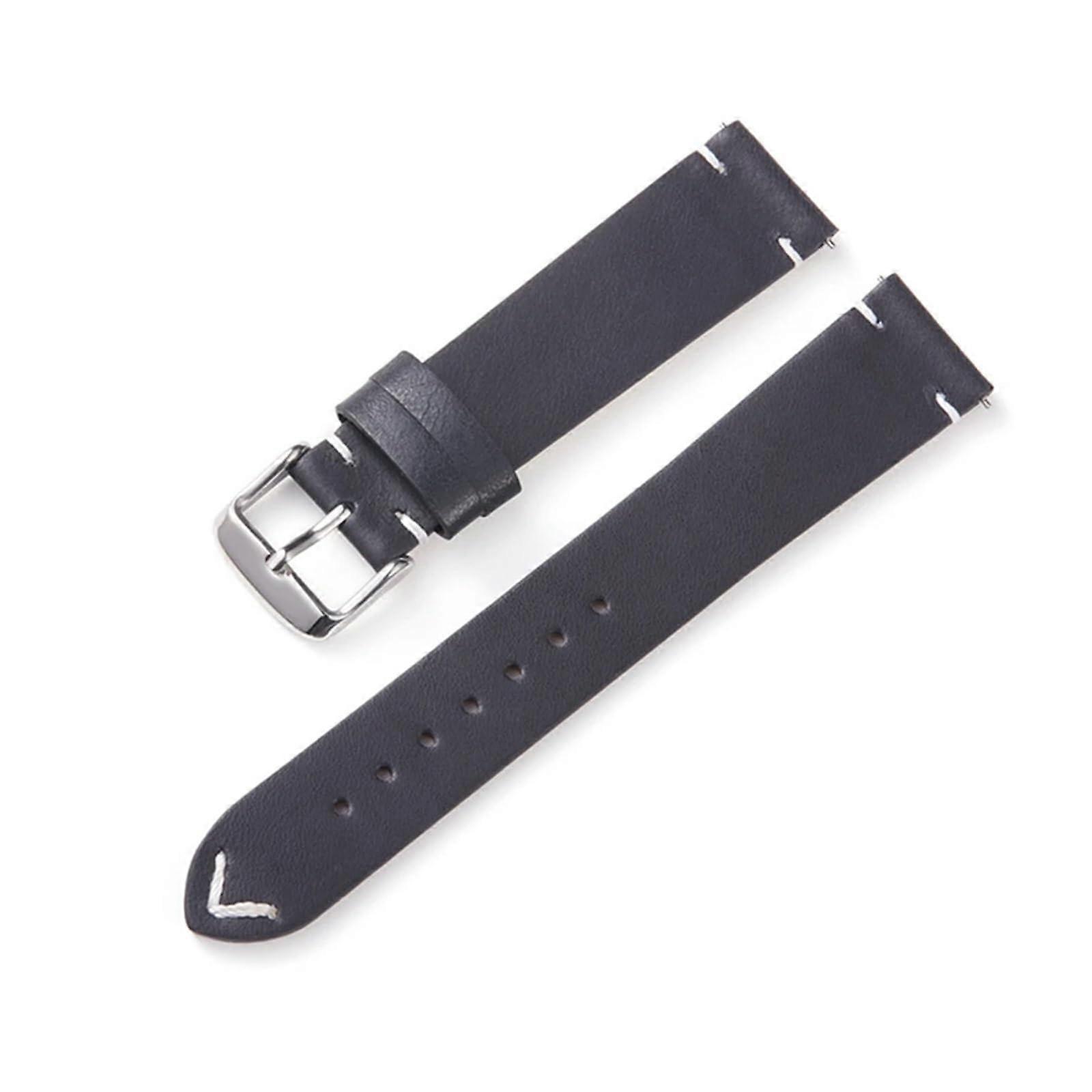 Retro First Layer Cowhide Leather Watch Band 18mm 20mm 22mm Soft Matte Quick Release Black For Smart Watch
