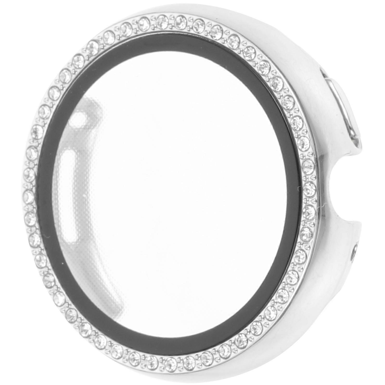 Rhinestone Watch Screen Protector Case for Pixel Watch Silver PC Material Fits Curved Edges