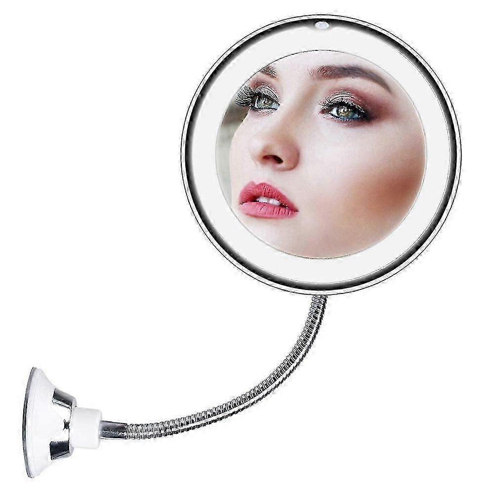 10x Magnifying Mirror With Lights, Flexible Mirror As Seen On Tv, Powerful Suction Cup, 360 Swivel Flexible Gooseneck Makeup Mir CEX