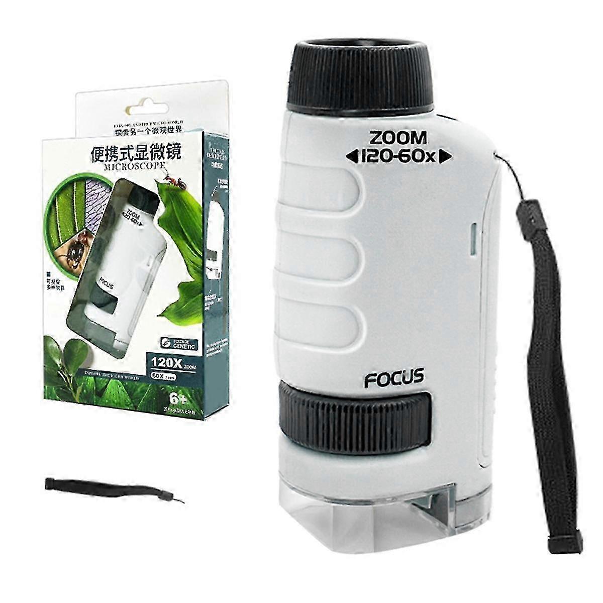 Educational Microscope for Students 60X-120X Zoom Handheld Science Explorer with LED Light