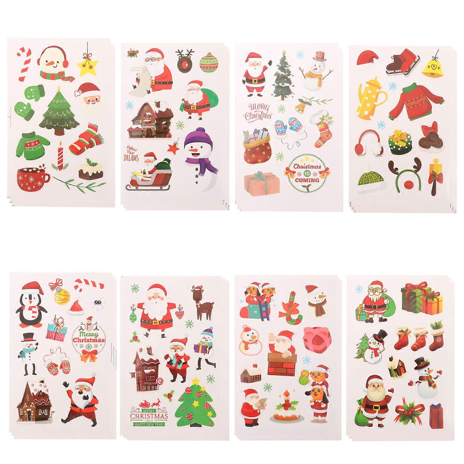 Christmas Decals 80Pcs Scrapbook Stickers For Kids Envelopes Assorted Color DIY Festive Atmosphere Addition Scrapbook Style