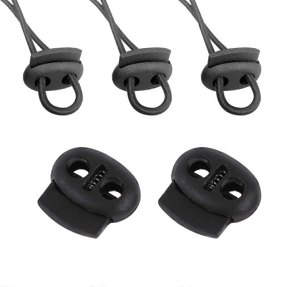 500 Pcs Double Hole Black Plastic Spring Cord Locks Suitable For Bags Lanyards And Tent Applications With Durable Cord Locking Ability