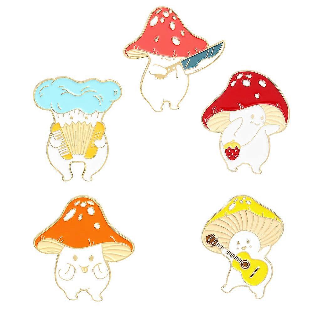 Cute Mushroom Brooch 5Pack Assorted Color Creative Design For Parties Daily Life Decorative Use