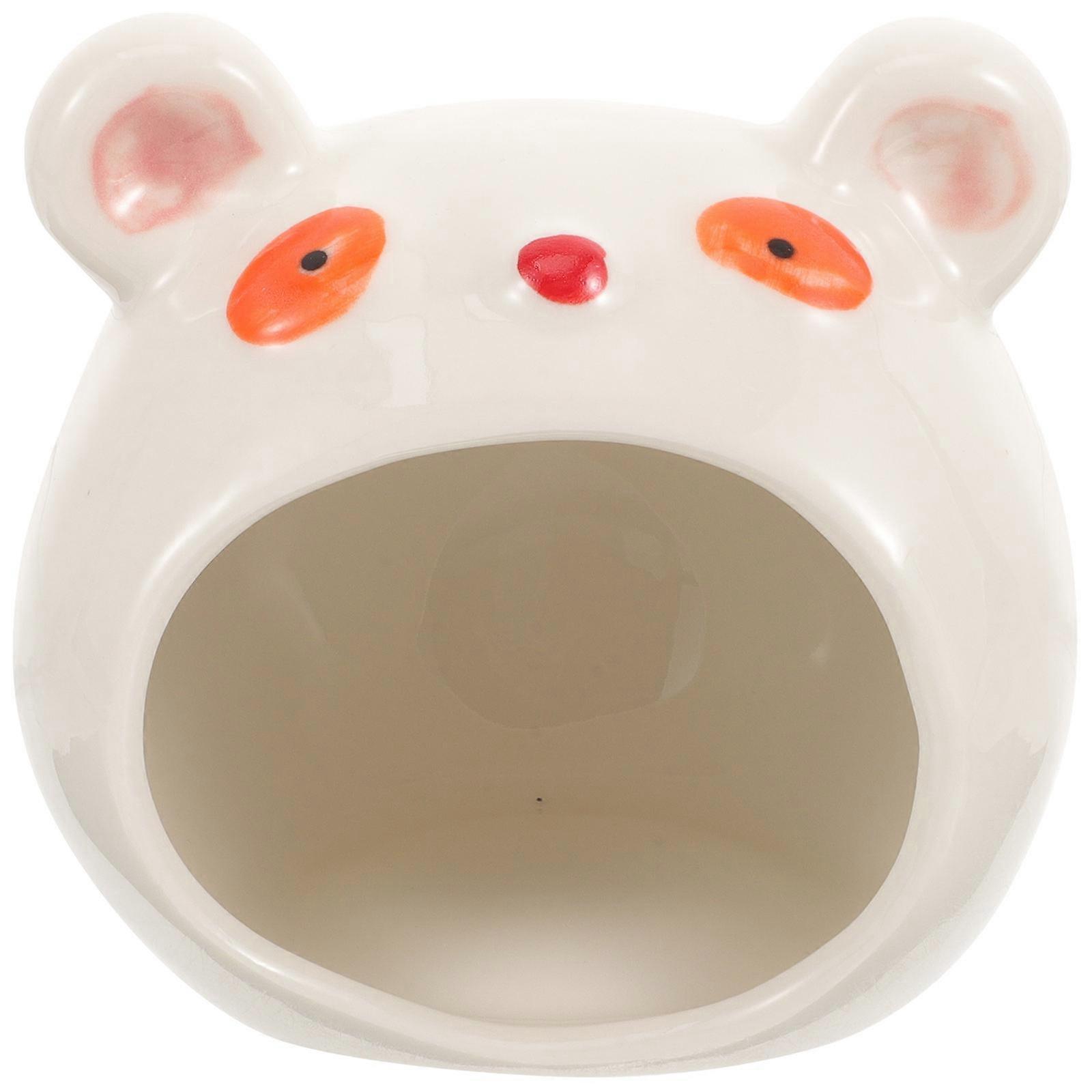 Ceramic Hamster Hideout, Bear Shape Cooling Nest for Small Pets – Comfortable Rest and Stress Relief for Hamsters and Chinchillas