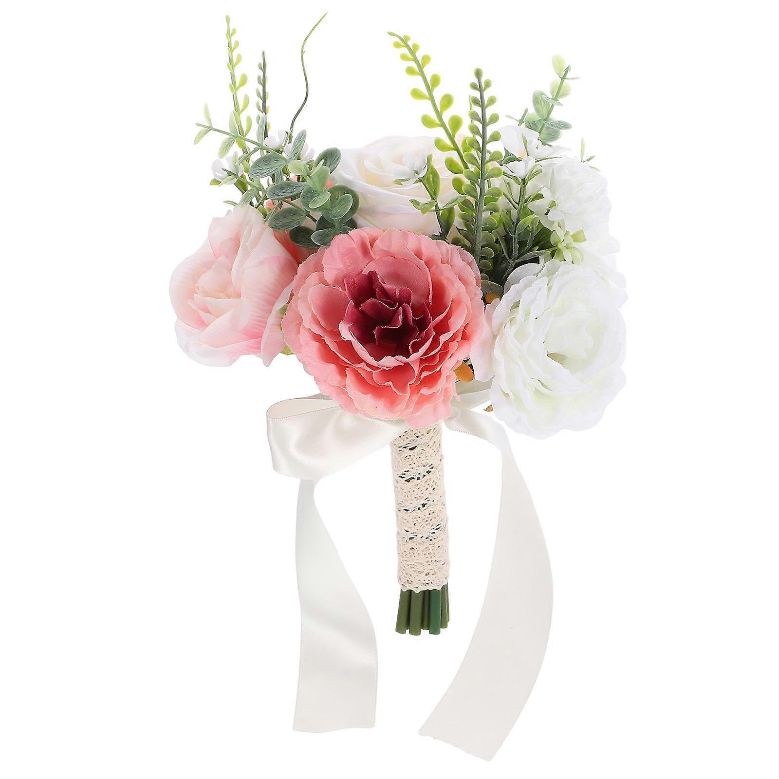 Plastic Wedding Bouquet Pink for Decoration Vintage Elegance