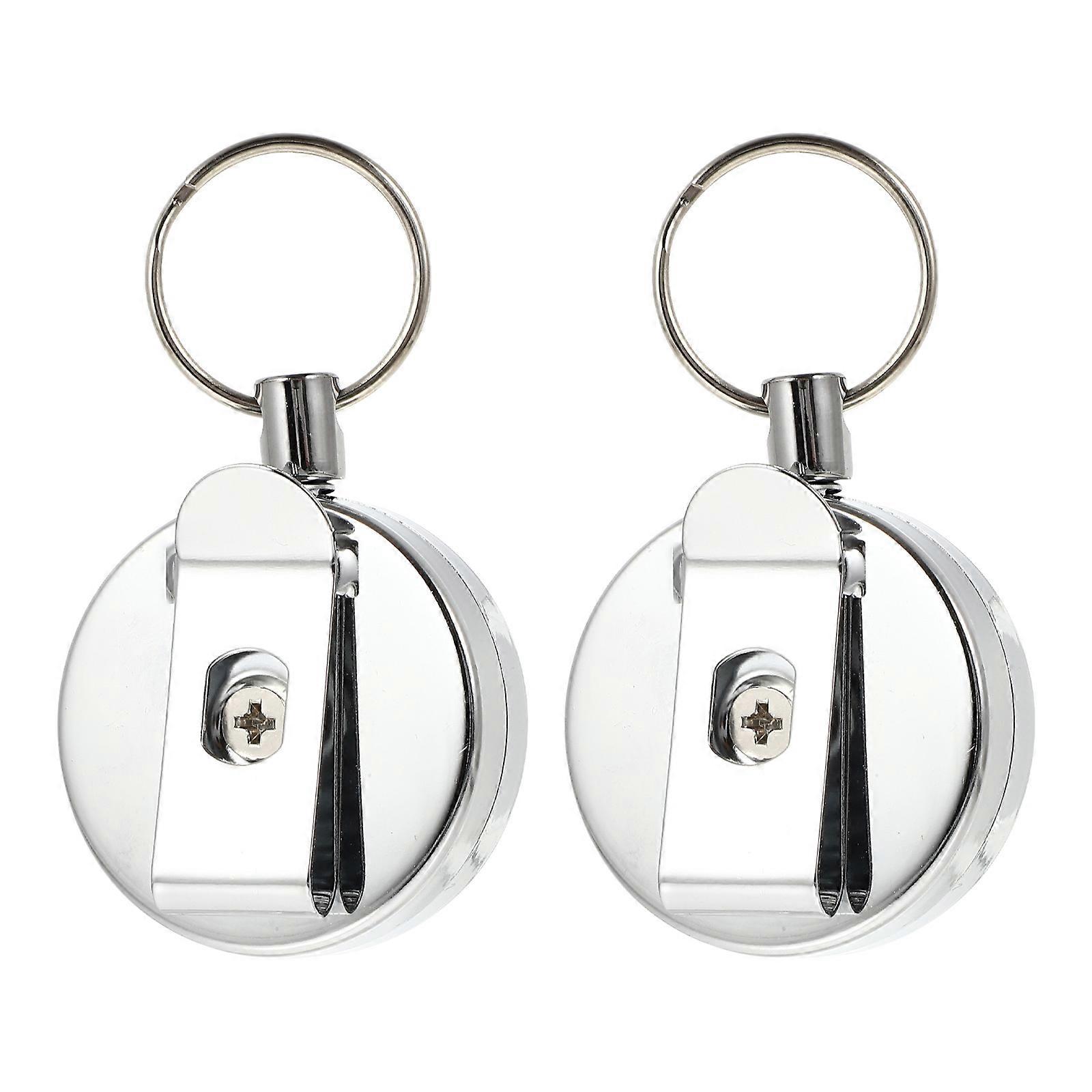 Practical Retractable Badge Holder For Key Organizers In Activities Requiring ID Cards Available In Silver 2 Pcs