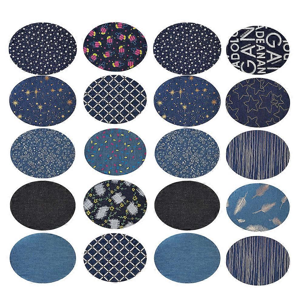 Embroidered Patches For Clothes 20Set Iron-On Stickers For DIY Projects Assorted Color Rectangular Denim Style