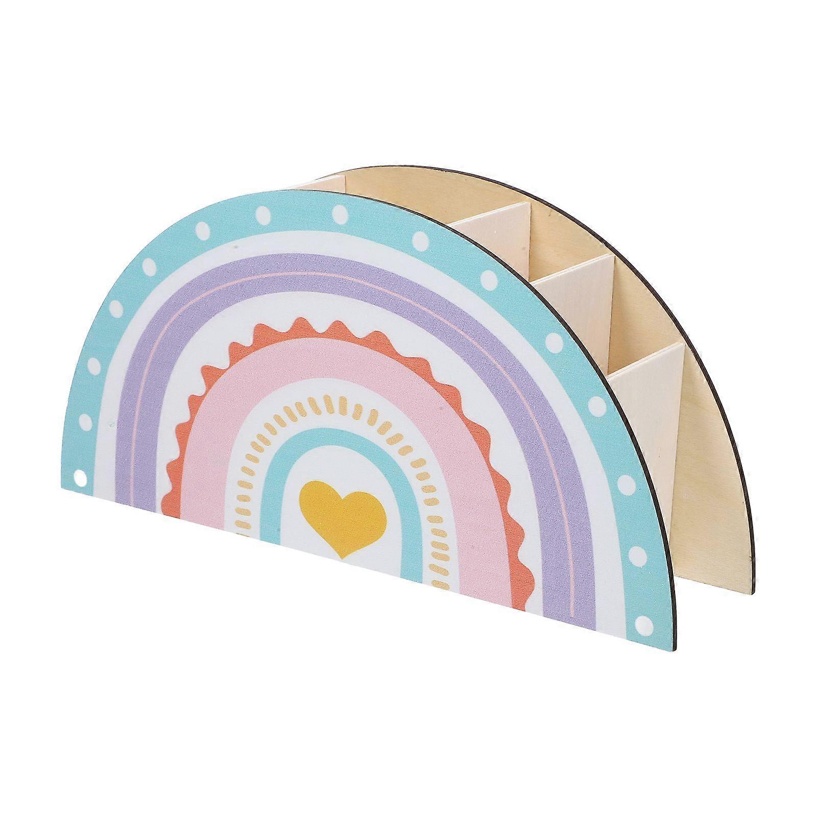 قوس قزح على شكل حامل قلم زخرفية خشبية القلم منظم مكتب منظم قوس قزح حامل القلم