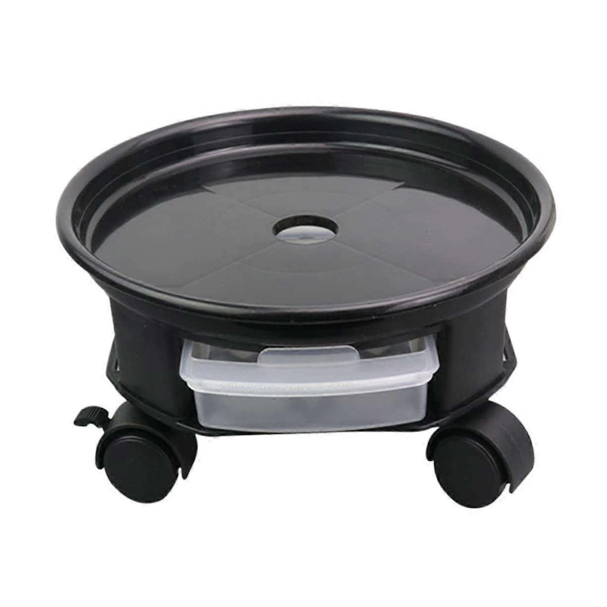 Round Plant Pot Saucer with Removable Universal Plant Base for Home Use, Black, Compatible with Plant Rollers and Stands