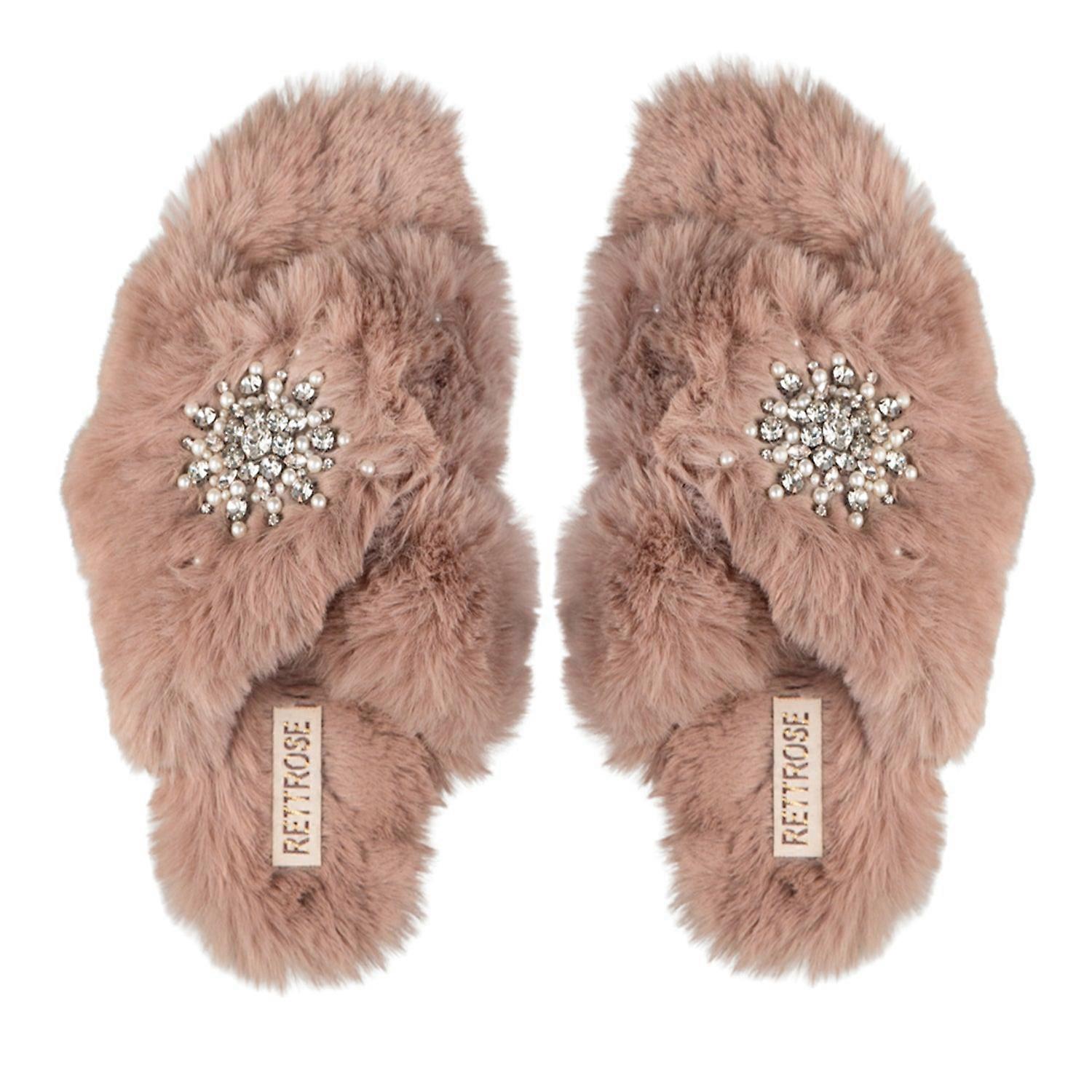 Alice mink luxury plush diamanté embellished handmade slipper