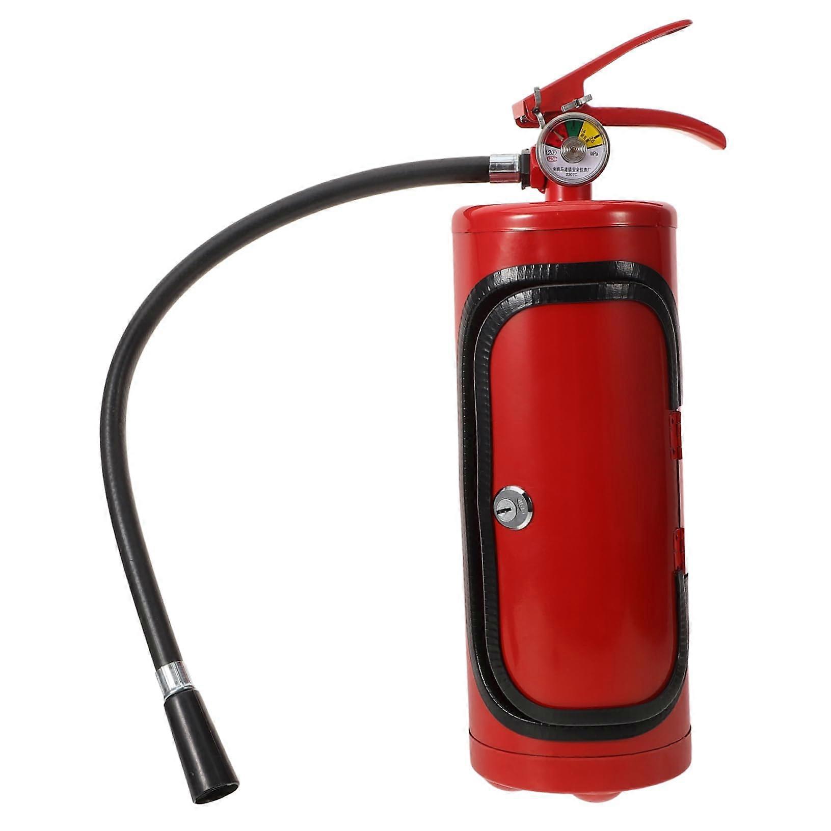 Fire Extinguisher Wine Box Storage Case for Fireman Beverage Holder, Durable Metal, Red Color, 750ml Capacity